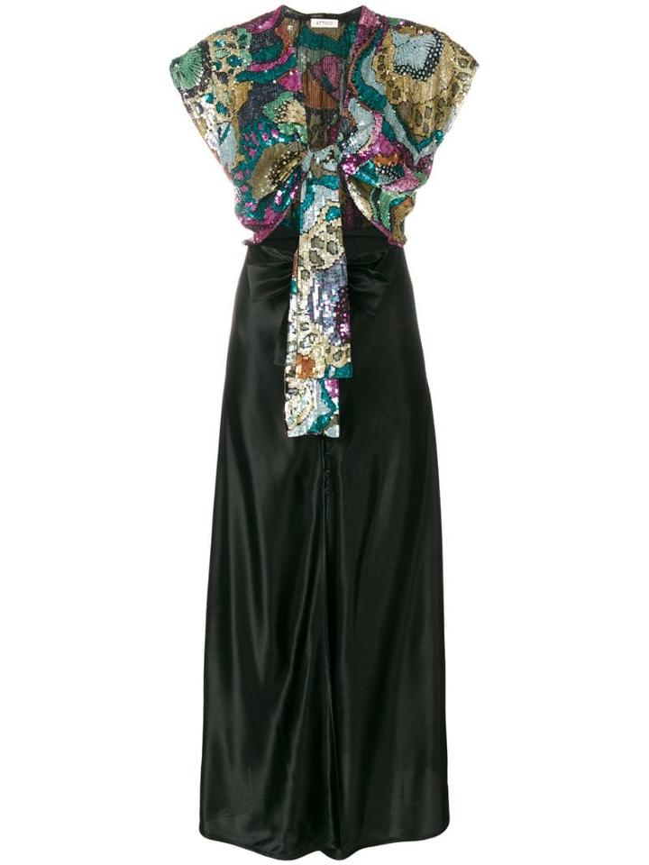 Attico Front-tie Sequin Georgette Dress - Black