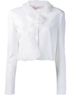 Giambattista Valli - Organza Ruffled Jacket - Women - Elastodiene/viscose - 42, White, Elastodiene/viscose