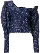 Magda Butrym Spotted Off Shoulder Blouse - Blue