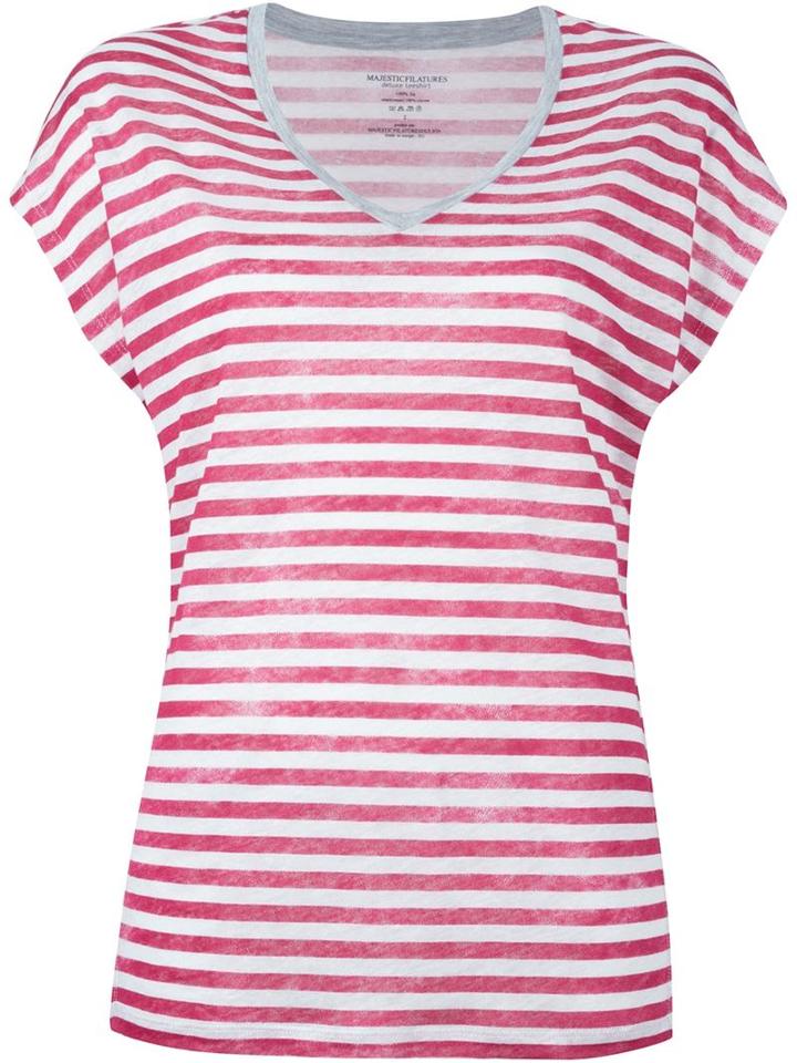 Majestic Filatures Striped V-neck T-shirt
