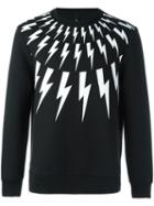 Neil Barrett Lightning Bolt Print Sweatshirt, Men's, Size: Xs, Black, Lyocell/cotton/viscose/polyurethane