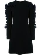 Victoria Victoria Beckham Ruffle Detail Dress, Women's, Size: 8, Black, Silk/polyester/wool