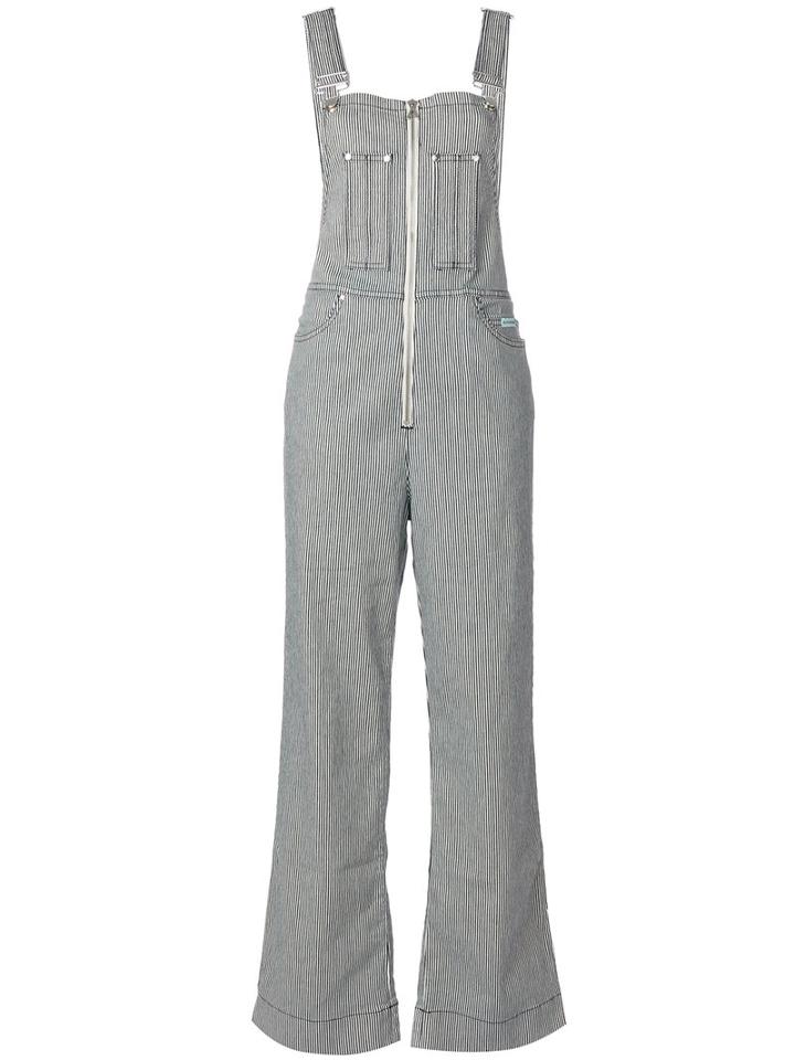 Alexa Chung - Striped Dungarees - Women - Cotton/spandex/elastane - 26, Black, Cotton/spandex/elastane