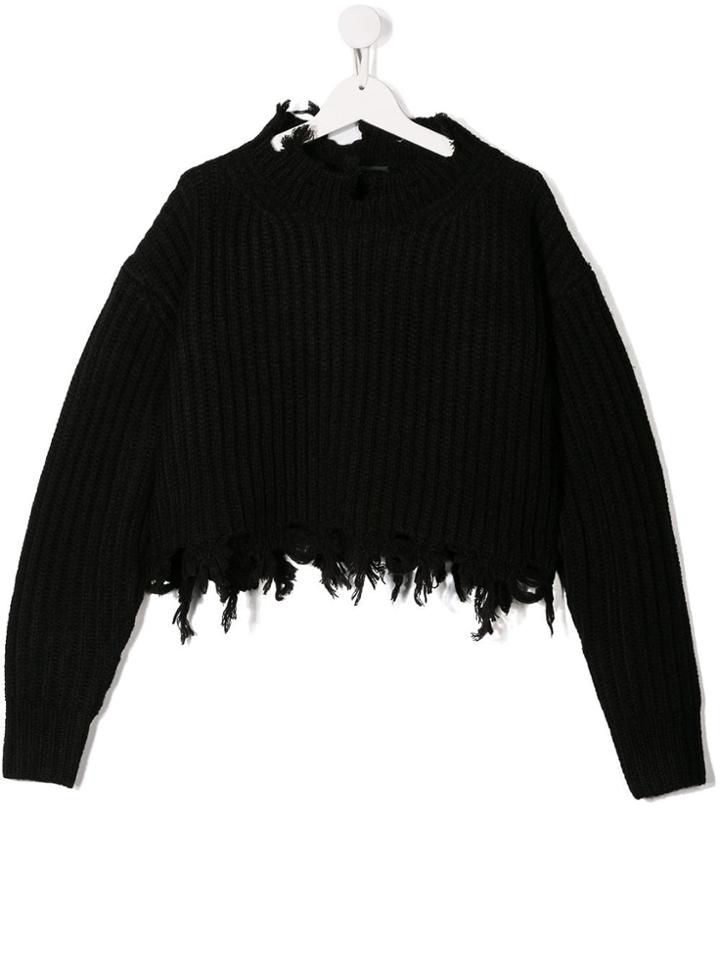 Diesel Kids Teen Frayed Jumper - Black