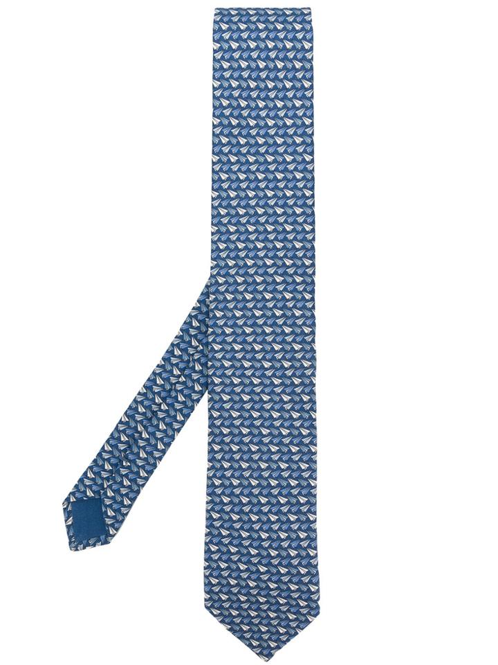 Prada Paper Plane Pattern Tie - Blue