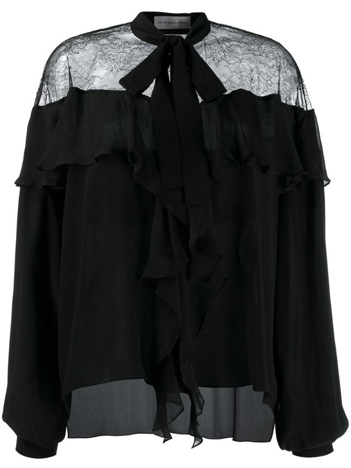 Faith Connexion Lace-panelled Blouse - Black
