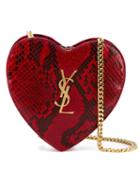 Saint Laurent Small 'love Heart' Chain Bag, Women's, Red