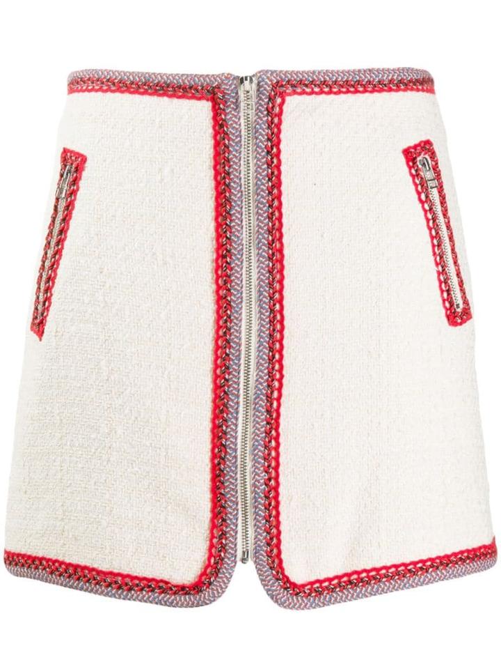 Veronica Beard Contrast-stitch Skirt - Neutrals