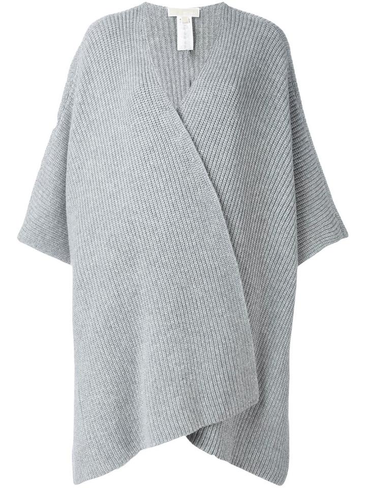Michael Michael Kors Ribbed Poncho Cardigan, Women's, Size: S/m, Grey, Cashmere/merino