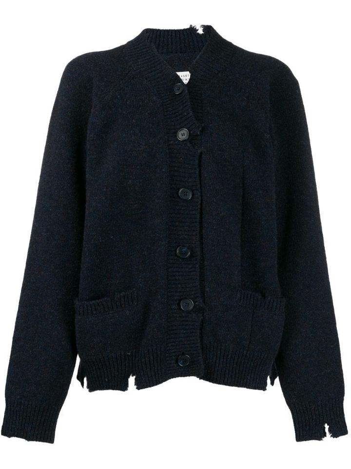 Maison Margiela Distressed Knitted Cardigan - Blue