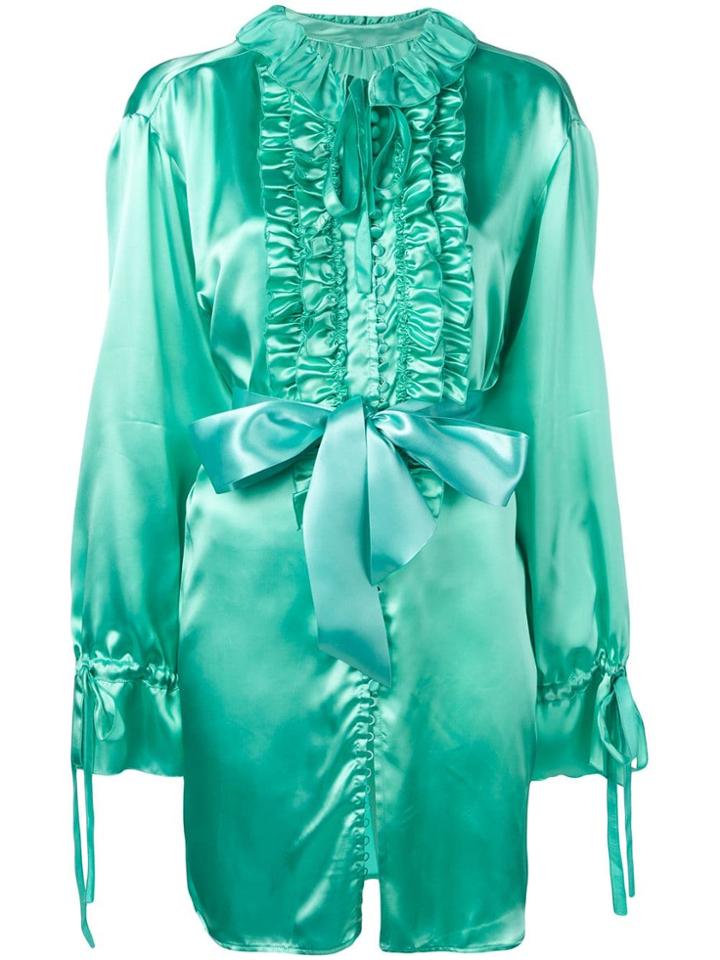 Mm6 Maison Margiela Ruffled Satin Blouse - Green
