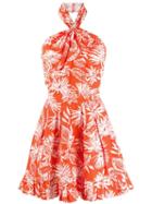 Christian Dior Pre-owned Leaf Print Mini Dress - Orange