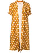 Tory Burch - Geometric Print Kimono Coat - Women - Silk/polyester - 8, Yellow/orange, Silk/polyester