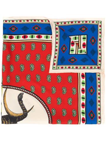 Gucci Tiger Moon Card Print Scarf - Multicolour