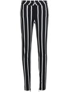 Balmain High Waist Stripe Cotton Blend Skinny Trousers - Black