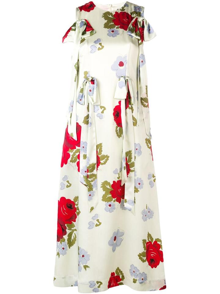 Simone Rocha Floral-printed Midi Dress - Neutrals