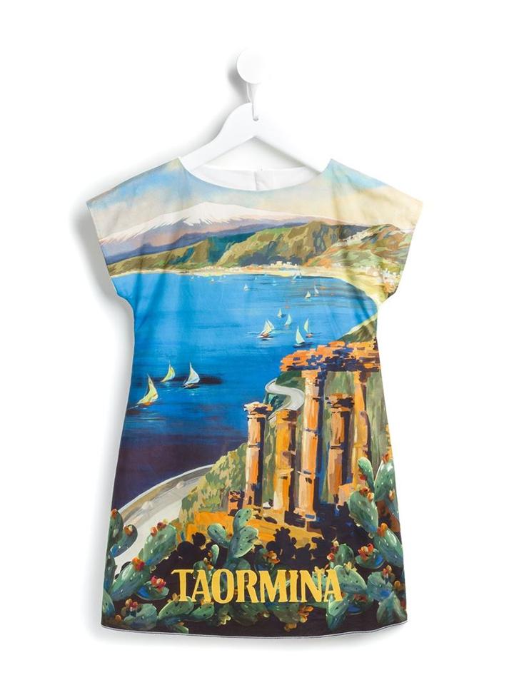 Dolce & Gabbana Kids 'taormina' Print T-shirt Dress, Girl's, Size: 8 Yrs, White