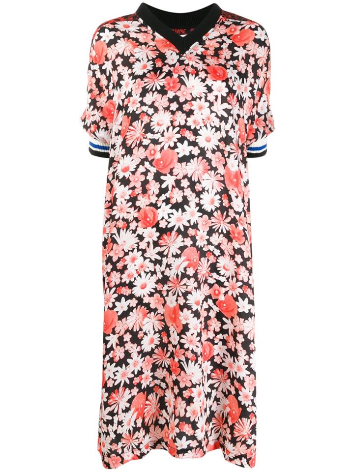 Mcq Alexander Mcqueen Contrast Print Midi-dress - Black