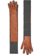 Burberry Cashmere And Lambskin Longline Gloves - Brown