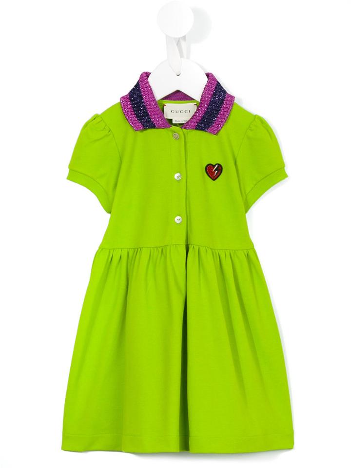 Gucci Kids Contrast Collar Dress, Infant Girl's, Size: 9-12 Mth, Green