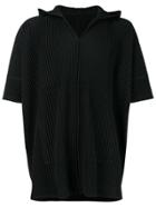 Homme Plissé Issey Miyake Pleated V-neck Hoodie - Black