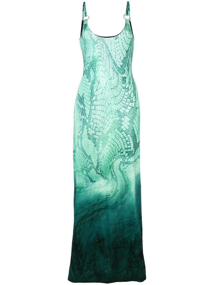 Just Cavalli Snakeskin Effect Maxi Dress - Green