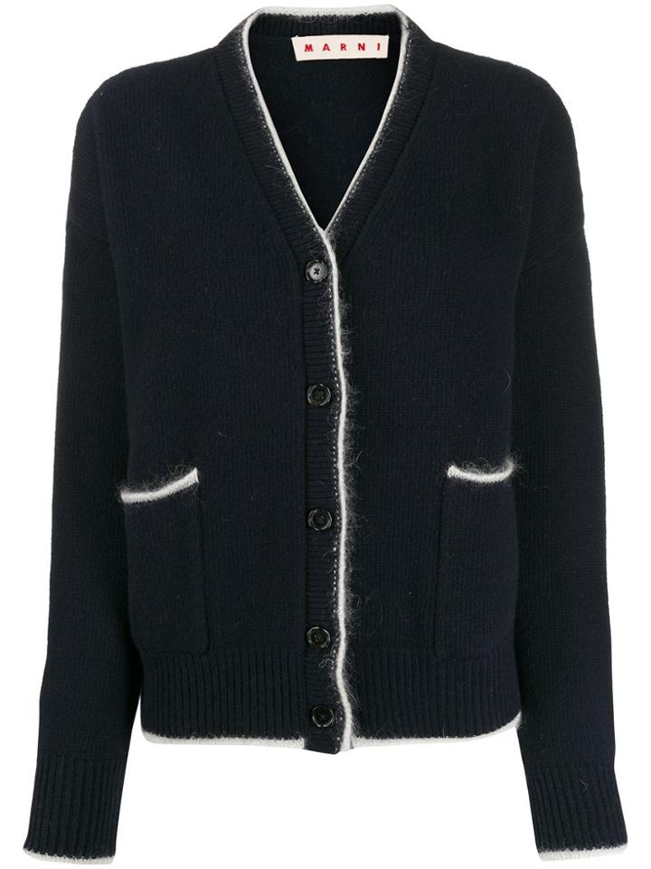 Marni Contrast Trim Cardigan - Blue