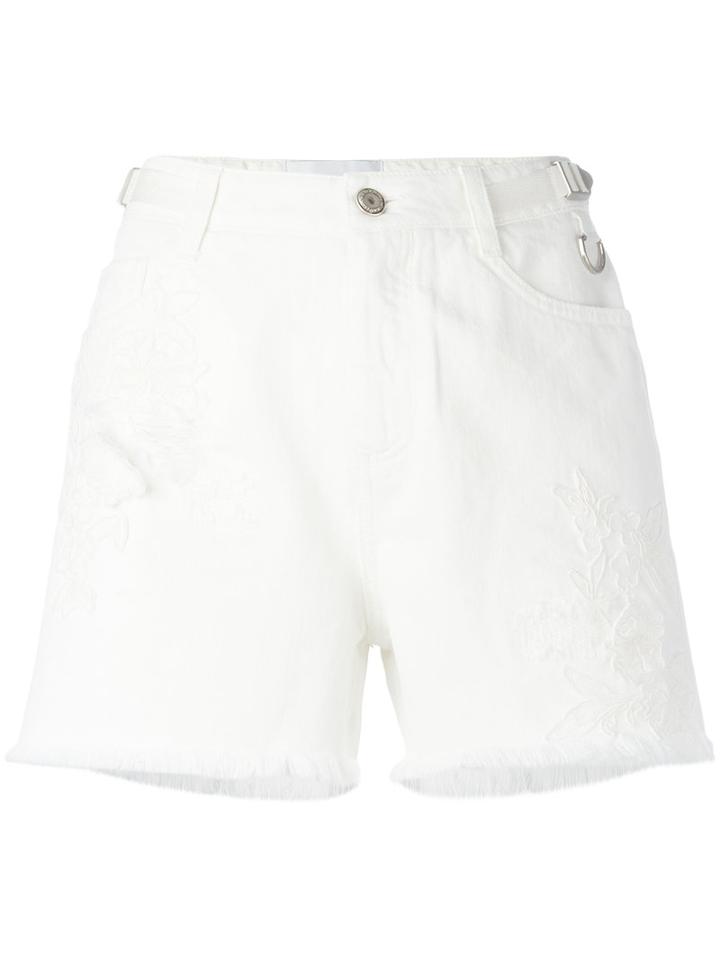 Ermanno Scervino - Floral Embroidered Shorts - Women - Cotton/polyester - 44, White, Cotton/polyester