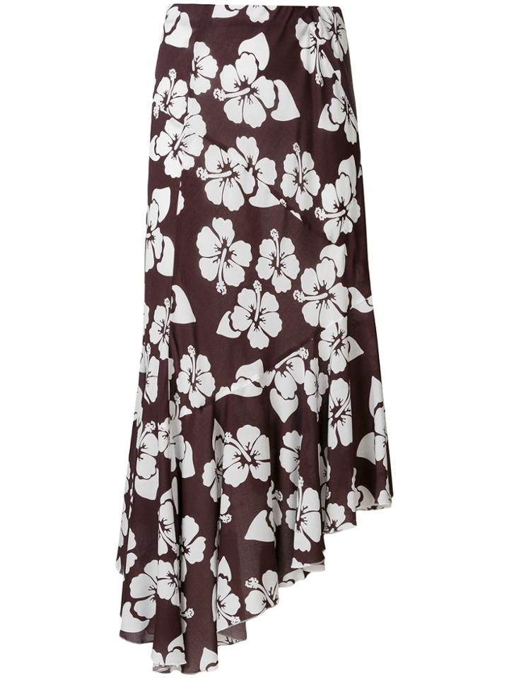 Simonetta Ravizza Tea Floral Print Asymmetric Skirt - Brown