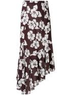 Simonetta Ravizza Tea Floral Print Asymmetric Skirt - Brown