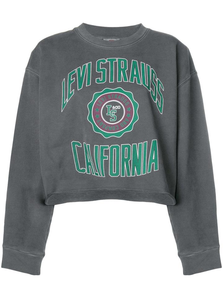 Levi's Logo Print Cropped Sweatshirt - Grey