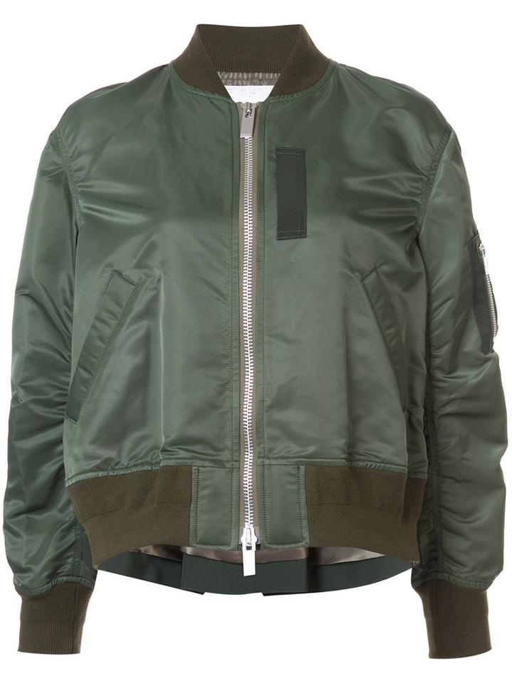 Sacai - Bomber With Cape Back - Women - Cotton/nylon/polyester/cupro - 1, Green, Cotton/nylon/polyester/cupro