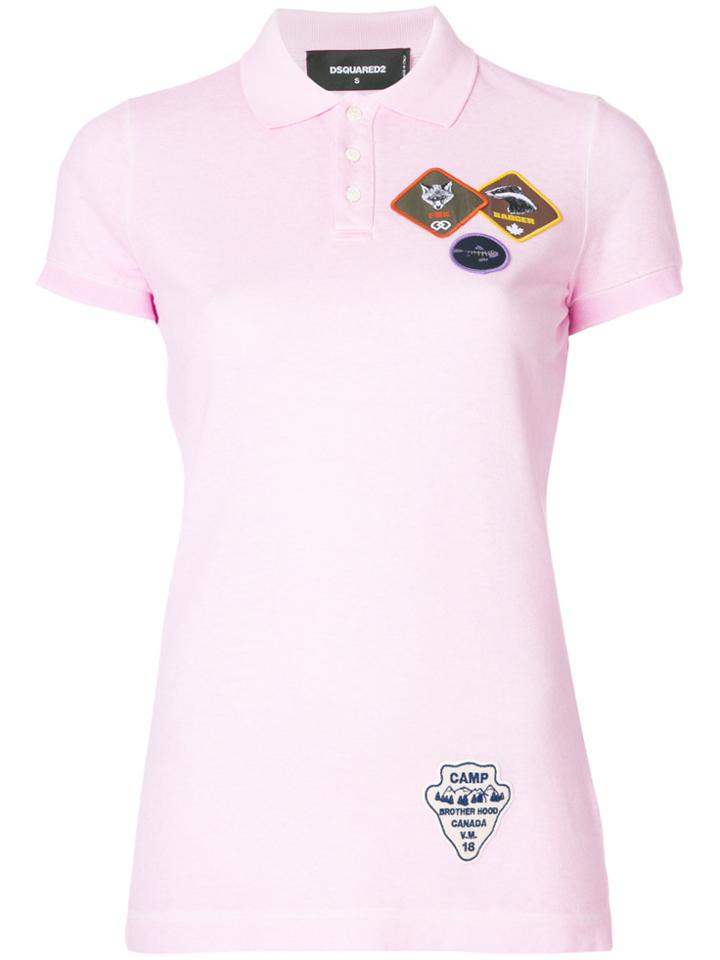 Dsquared2 Patch Polo Shirt - Pink & Purple