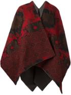 Ermanno Gallamini Floral Printed Poncho, Women's, Red, Cotton/polyester/viscose/virgin Wool