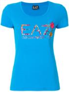 Ea7 Emporio Armani Floral Logo Scoop T-shirt - Blue