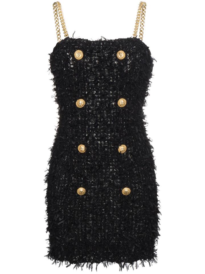 Balmain Tweed Mini Dress - Black