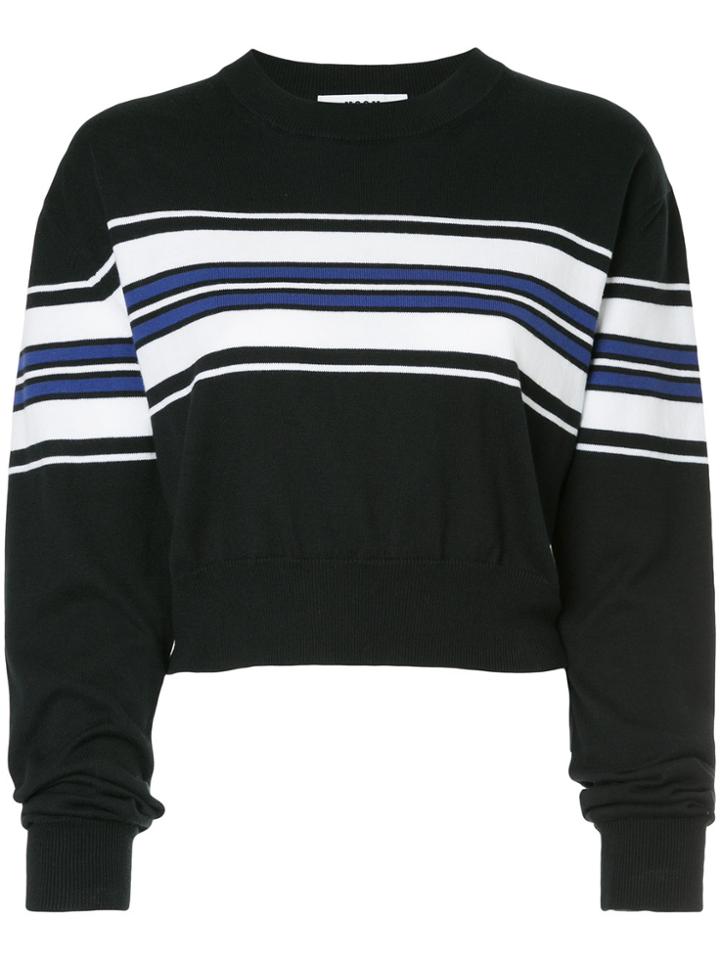 Msgm Cropped Stripe Panel Sweater - Black