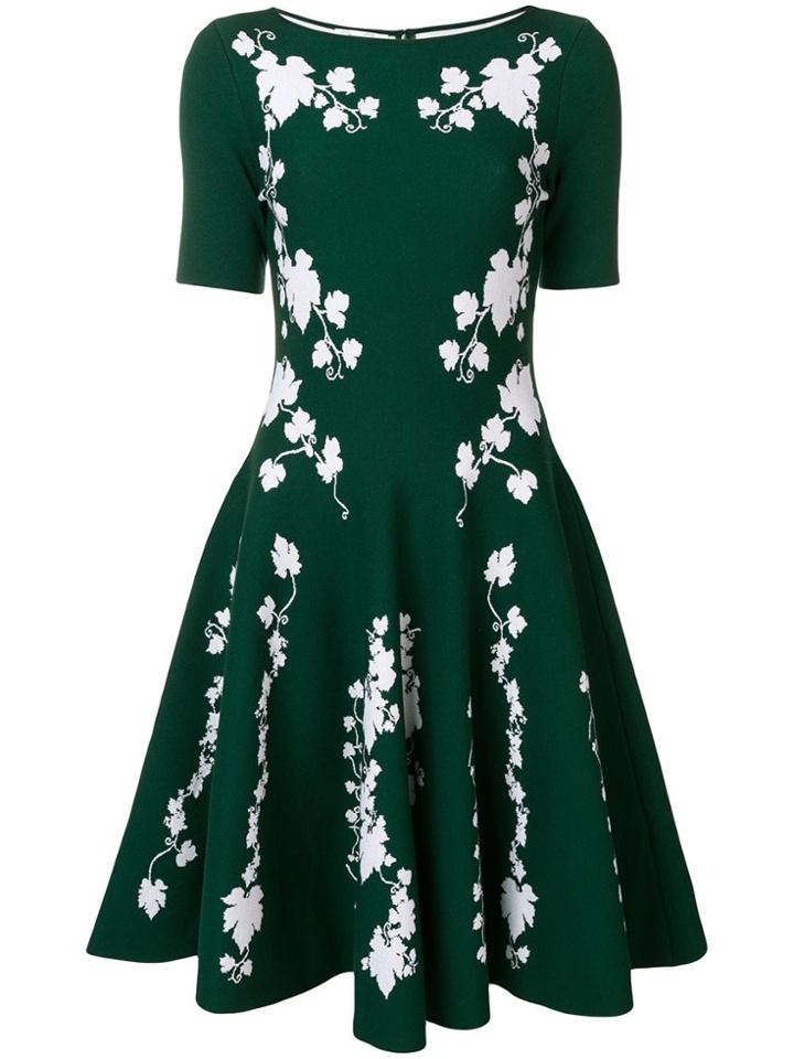 Oscar De La Renta Floral Print Mini Dress - Green