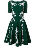 Oscar De La Renta Floral Print Mini Dress - Green