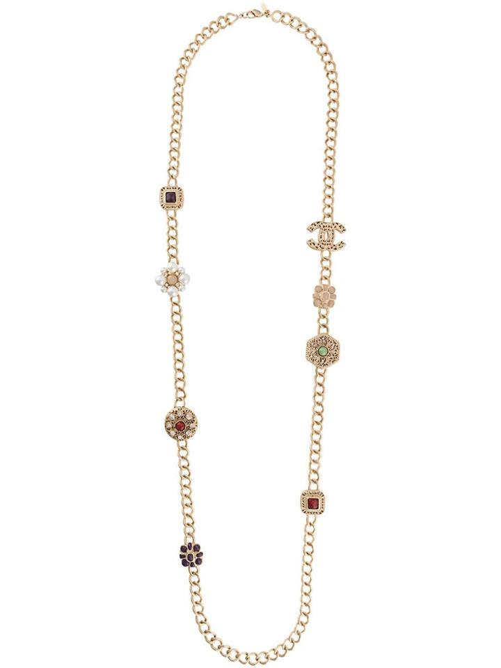 Chanel Pre-owned 2008 Medallion Charm Necklace - Gold