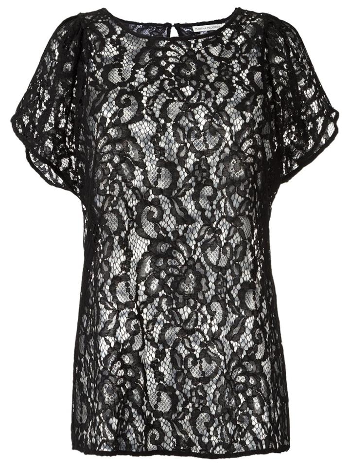 Martha Medeiros Sheer Lace Blouse - Black