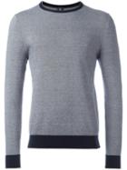 Eleventy Contrasting Detailing Jumper, Men's, Size: Large, Blue, Cotton