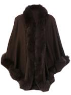 Liska Fur Trim Oversized Coat - Brown