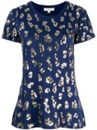 Michael Michael Kors Sequin Leopard Print T-shirt, Women's, Size: Medium, Blue, Cotton/modal/plastic