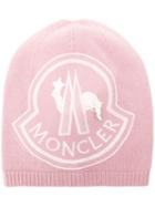 Moncler Knitted Logo Beanie - Pink