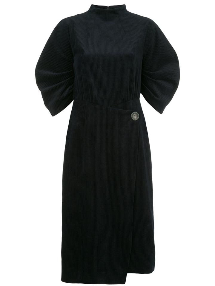 Goen.j Puff Sleeve Corduroy Dress - Blue