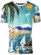 Dolce & Gabbana Catania Print T-shirt, Men's, Size: Iv, Blue, Cotton