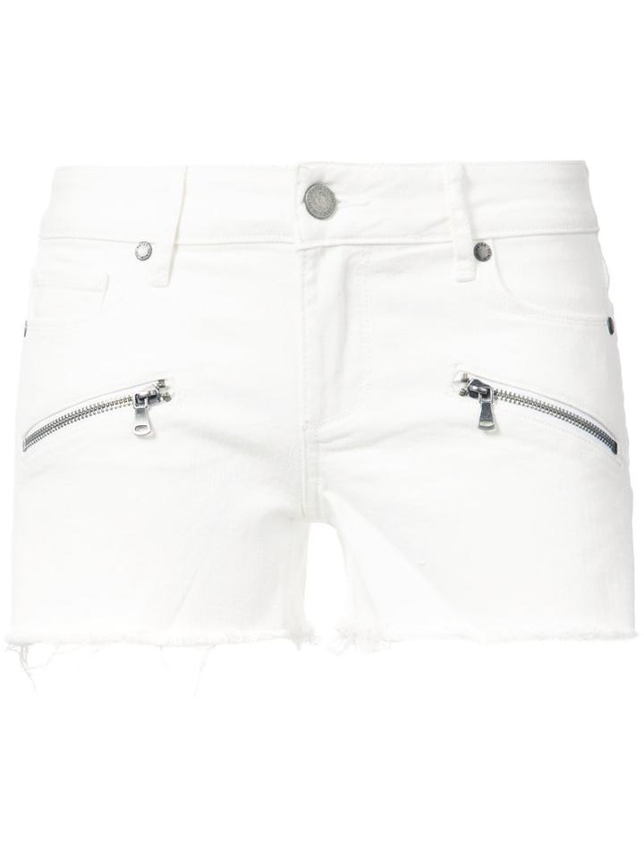 Paige - Zipped Pockets Denim Shorts - Women - Cotton/spandex/elastane - 28, White, Cotton/spandex/elastane