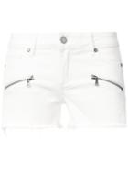 Paige - Zipped Pockets Denim Shorts - Women - Cotton/spandex/elastane - 28, White, Cotton/spandex/elastane