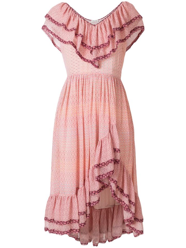 Love Shack Fancy Frill Trim Printed Dress - Pink & Purple